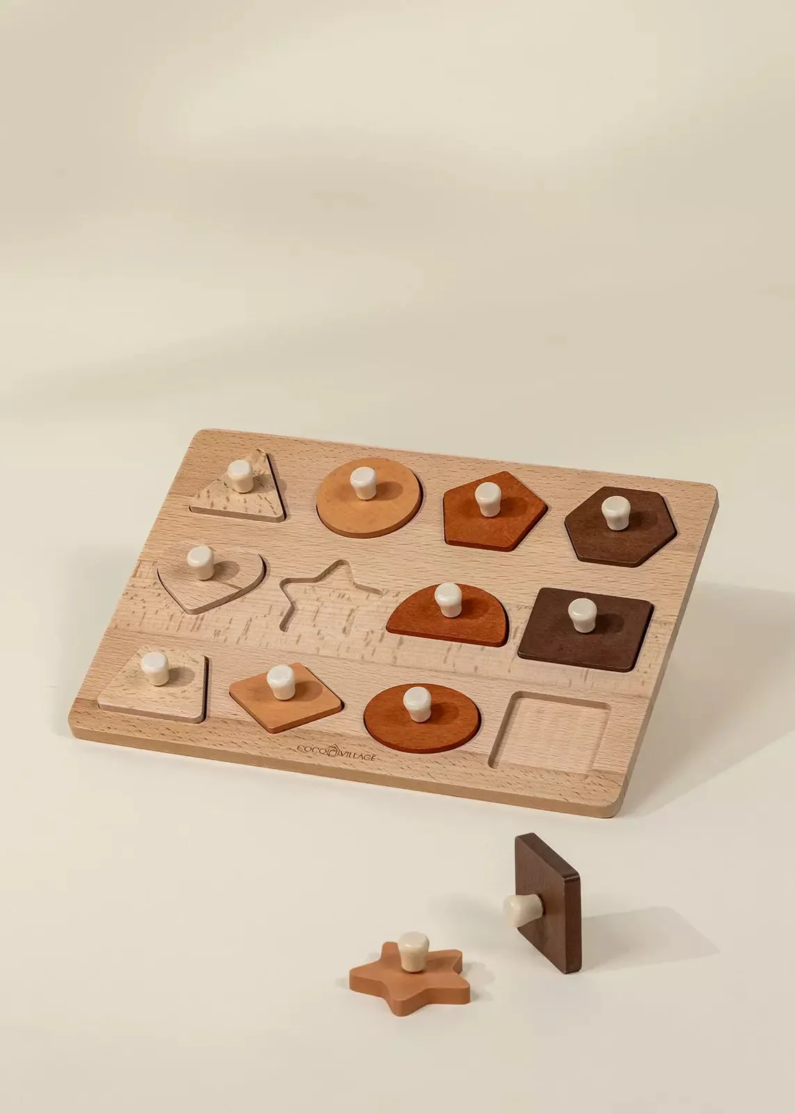 Wooden Shapes Learning Set - 12 pcs