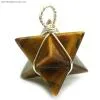 Pendants - Golden Tiger Eye Merkaba Wrapped Pendant (India)