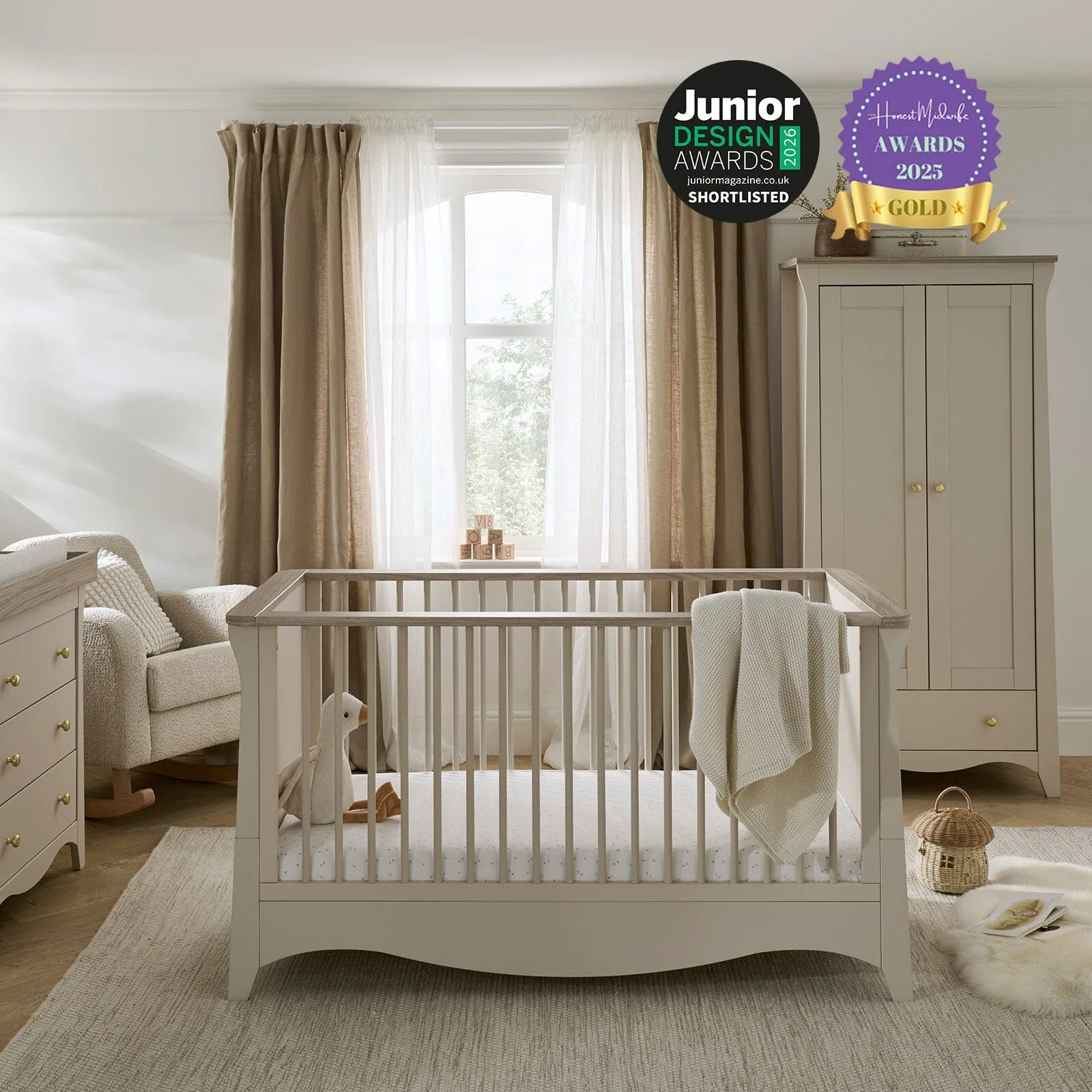 Clara Cot Bed - Cashmere & Ash