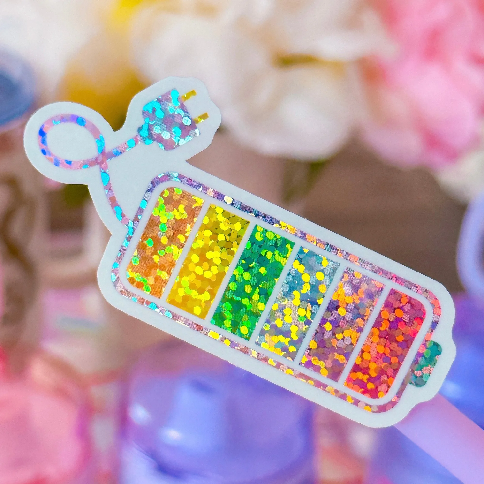 Wasserfester Aufkleber - Regenbogen-Batterie