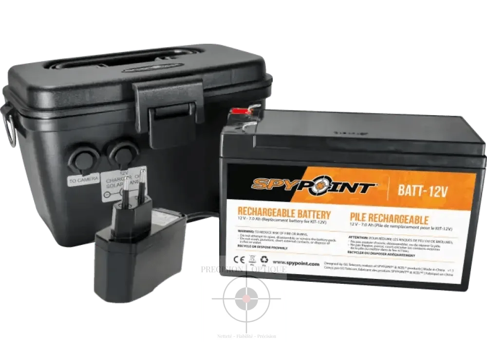 Batterie 12V Spypoint avec Chargeur et Boîtier