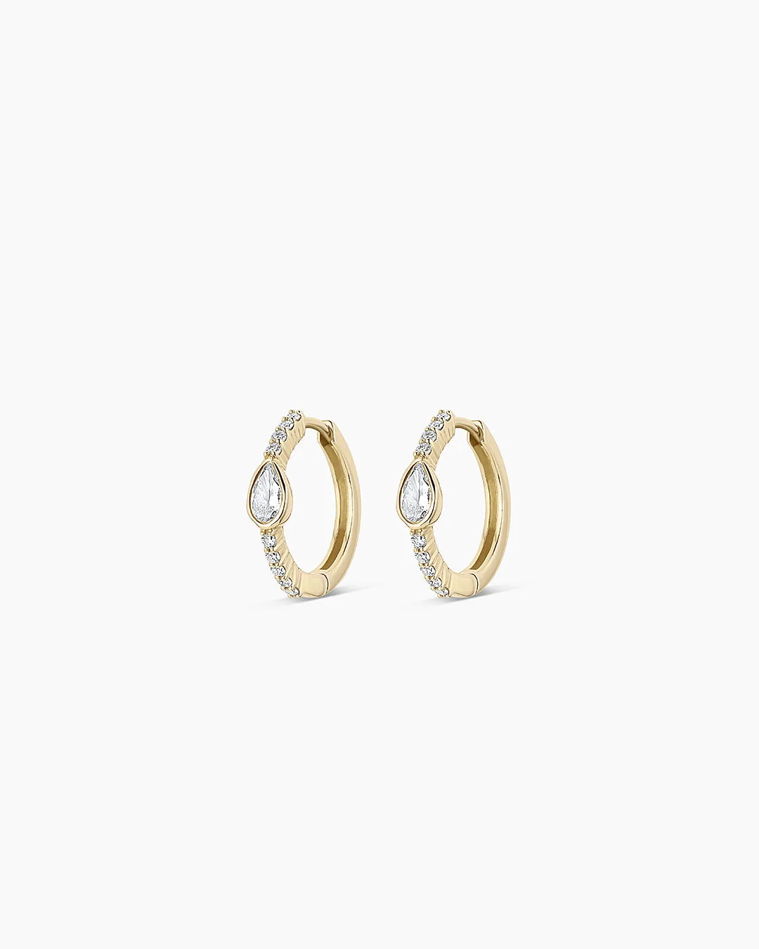 14K Lab Grown Diamond Pear Huggies Review: A Sustainable Earring Option