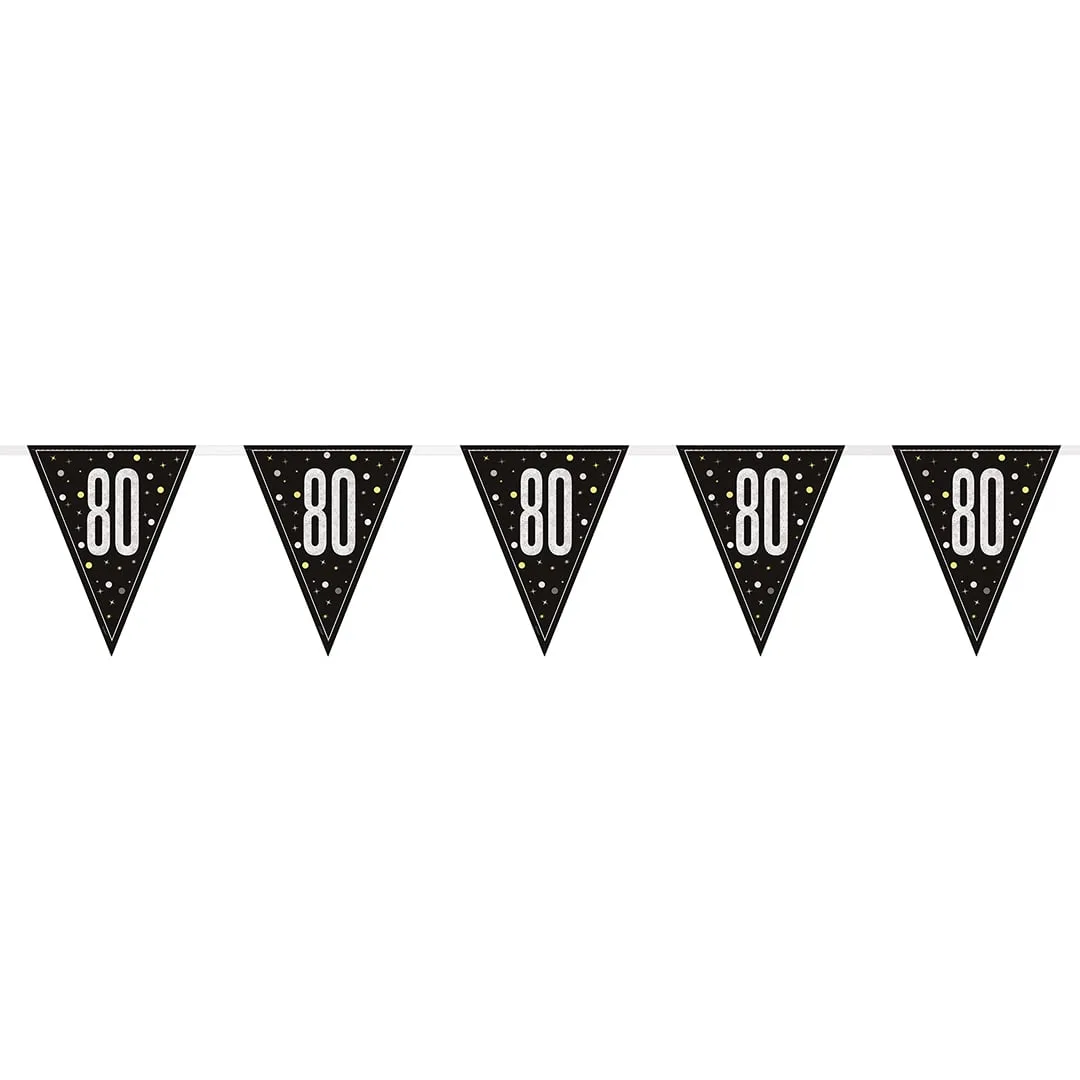 How to Style a Black Glitz 80th Birthday Bunting Banner
