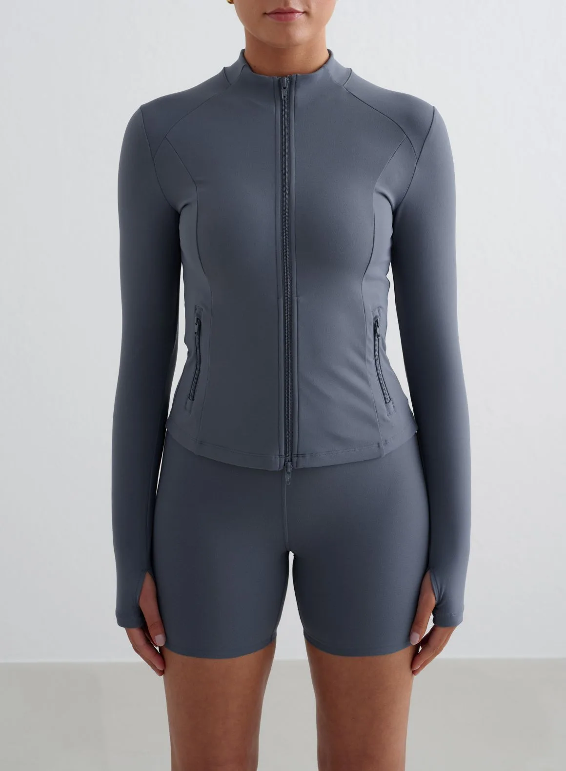 Storm Blue Sense vs Tangerine Shape Seamless 지퍼 재킷