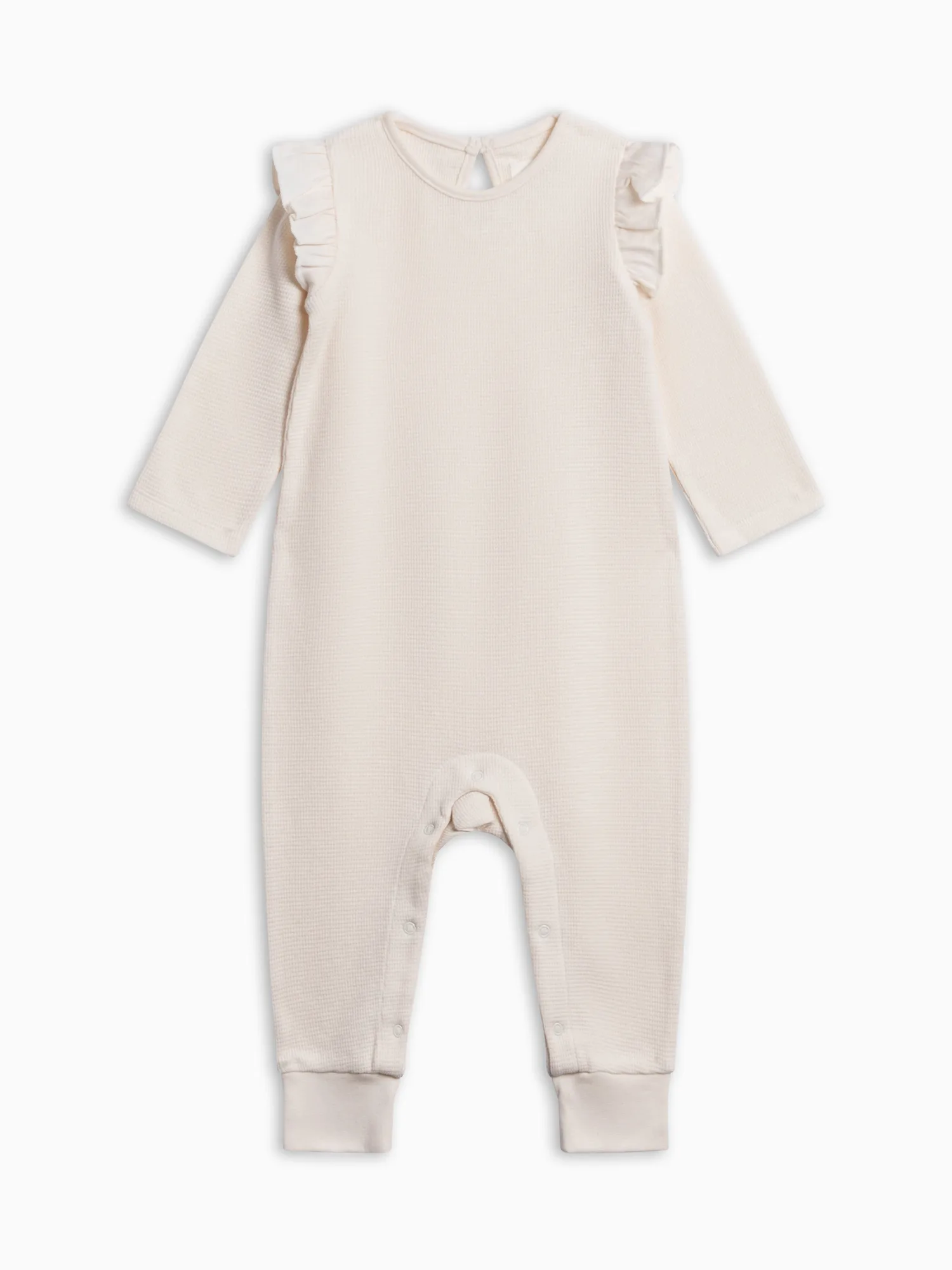 Mila Waffle Knit Flutter Sleeve Romper - Ivory