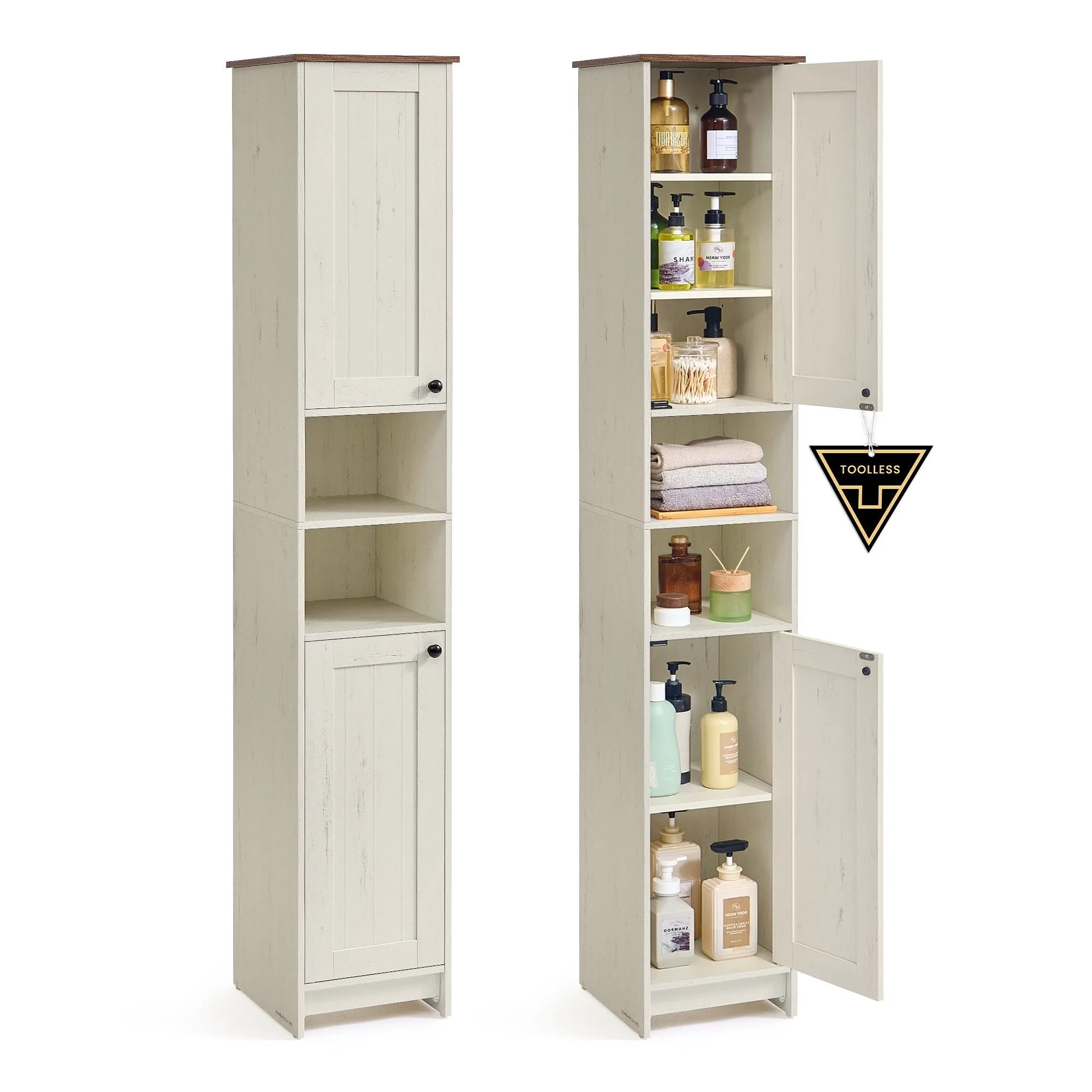 SONGMICS HOME Slim freestanding storage cabinet with adjustable shelves