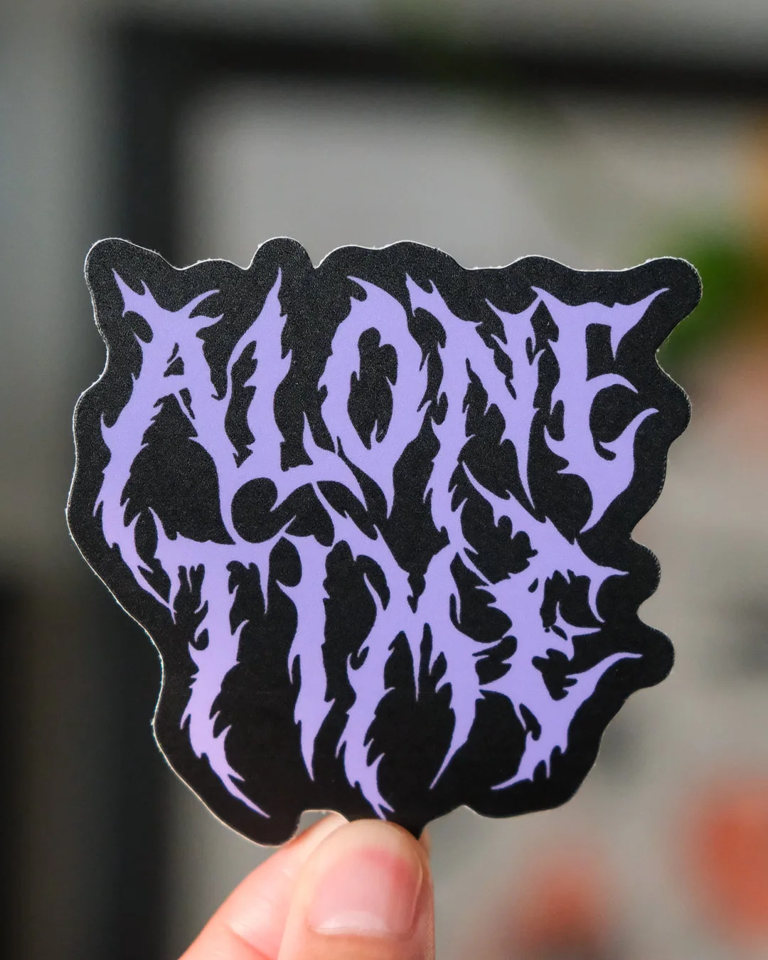 'Alone Time' Metal Logo - Die-Cut Vinyl Sticker - Purple