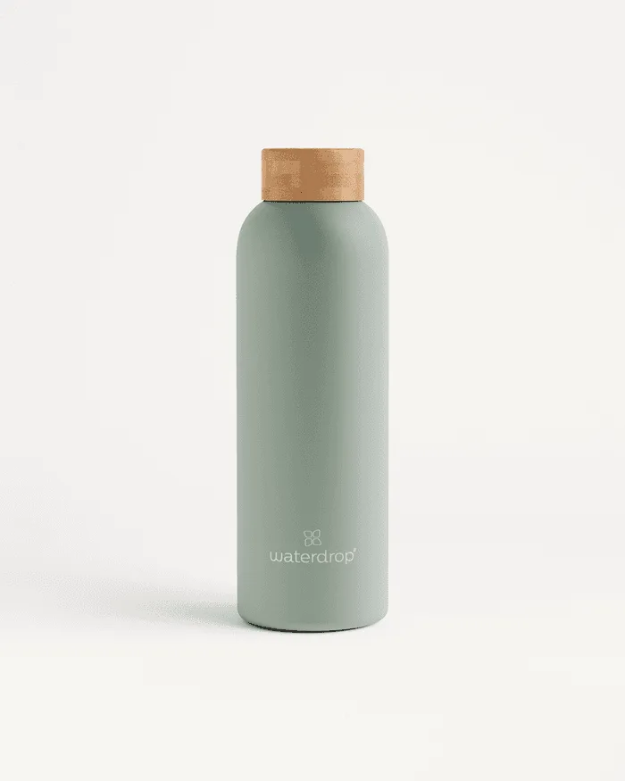 Botella térmica de acero · Tapón de bambú