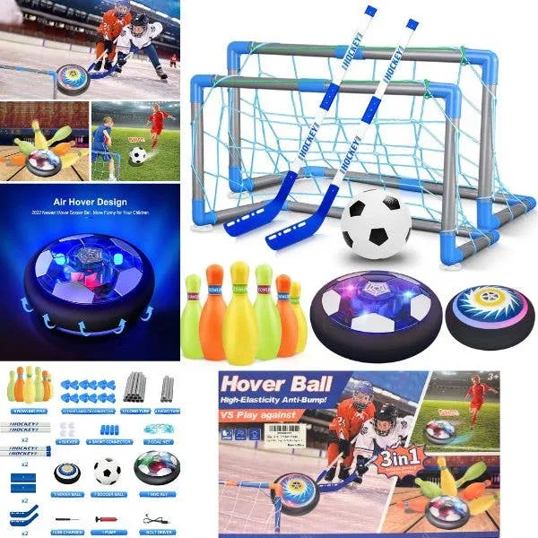 Kit Hover Ball - 3 en 1 - Hockey, Foot et Bowling Complet