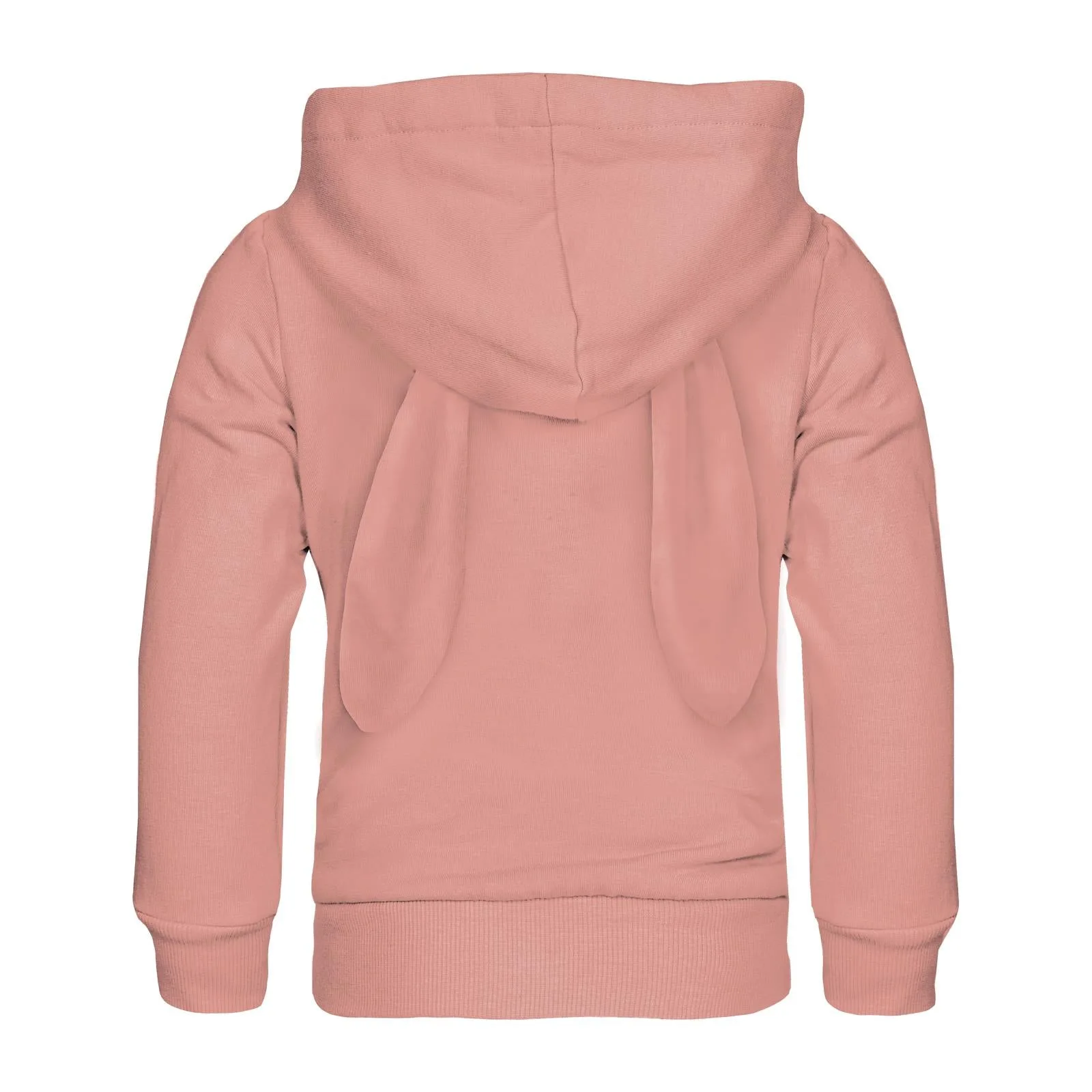 Fleece Kangaroo Pocket Pullover with Bunny Ears in Blush