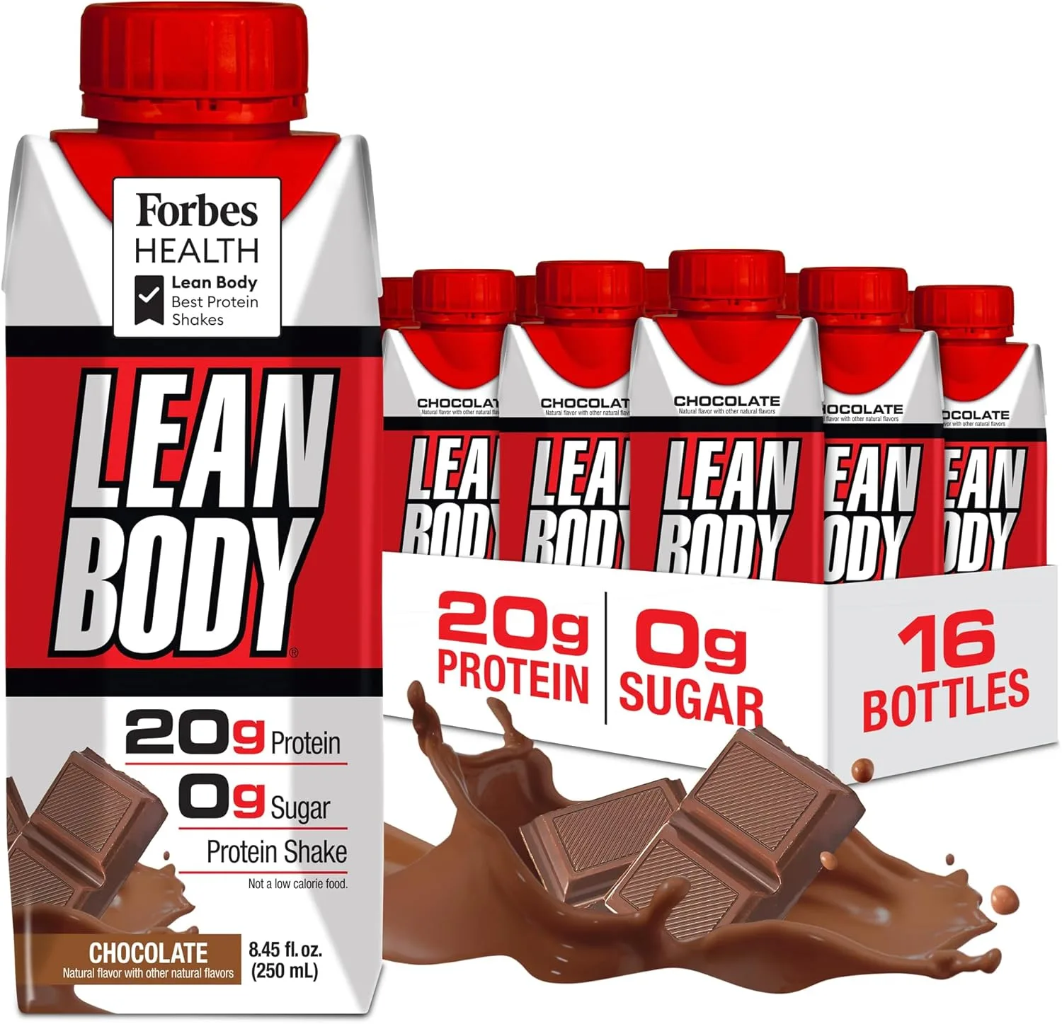 LABRADA NUTRITION - Lean Body RTD Whey Protein Shake, Convenient On-The-Go Meal Replacement Shake for Men & Women, 20 grams of Protein – Zero Sugar, Lactose & Gluten Free, Chocolate (Pack of 16)