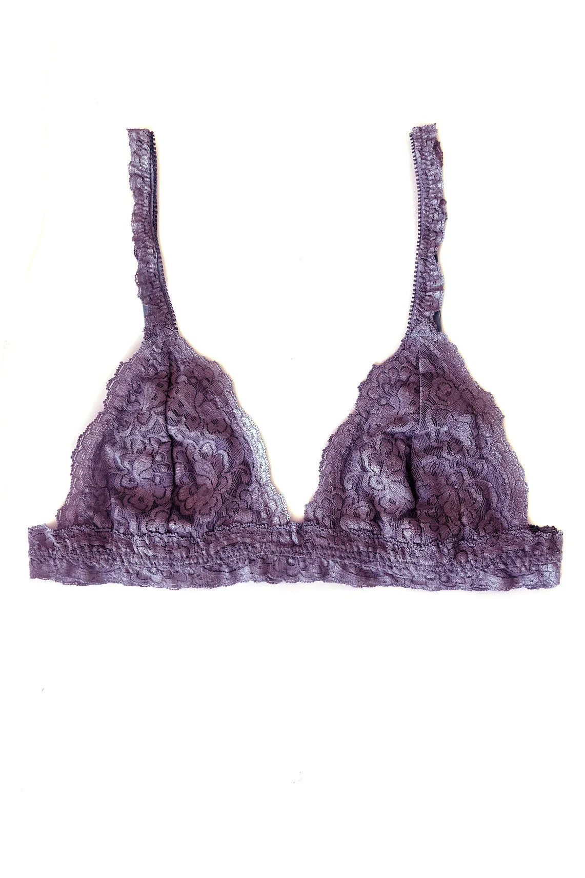 Echo Triangle Spitzen-Bralette in Deadstock Organic Dyed Lilac Purple Spitze