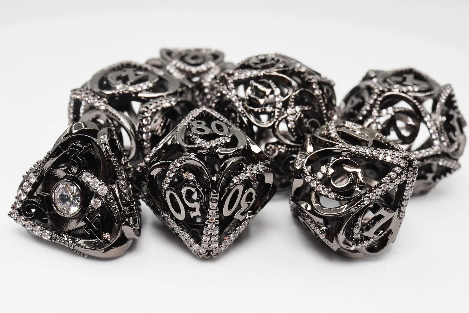 Hollow Hearts: Jeweled Midnight Metal - Metal RPG Dice Set