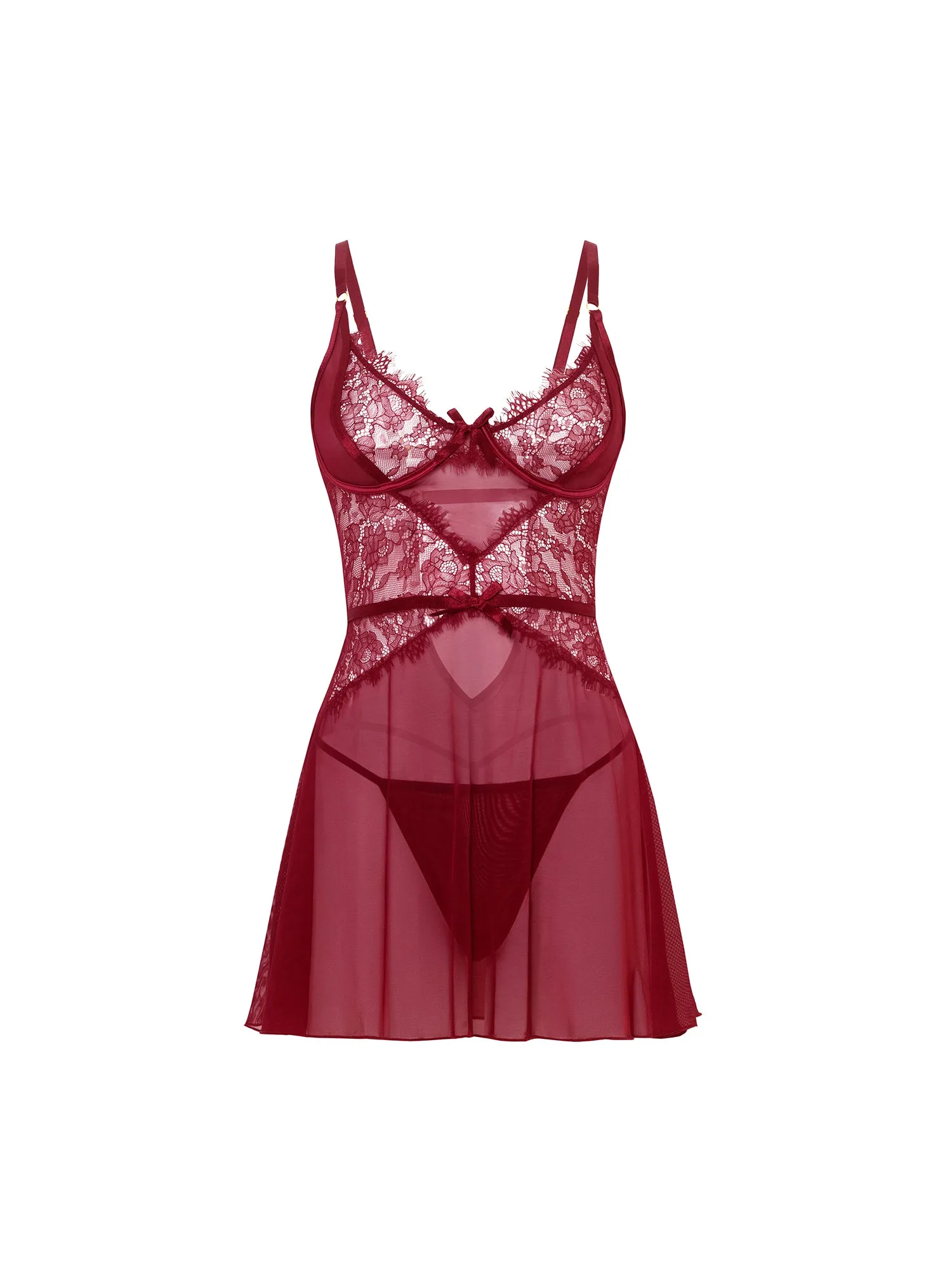 Margot Sheer Lace Babydoll Set