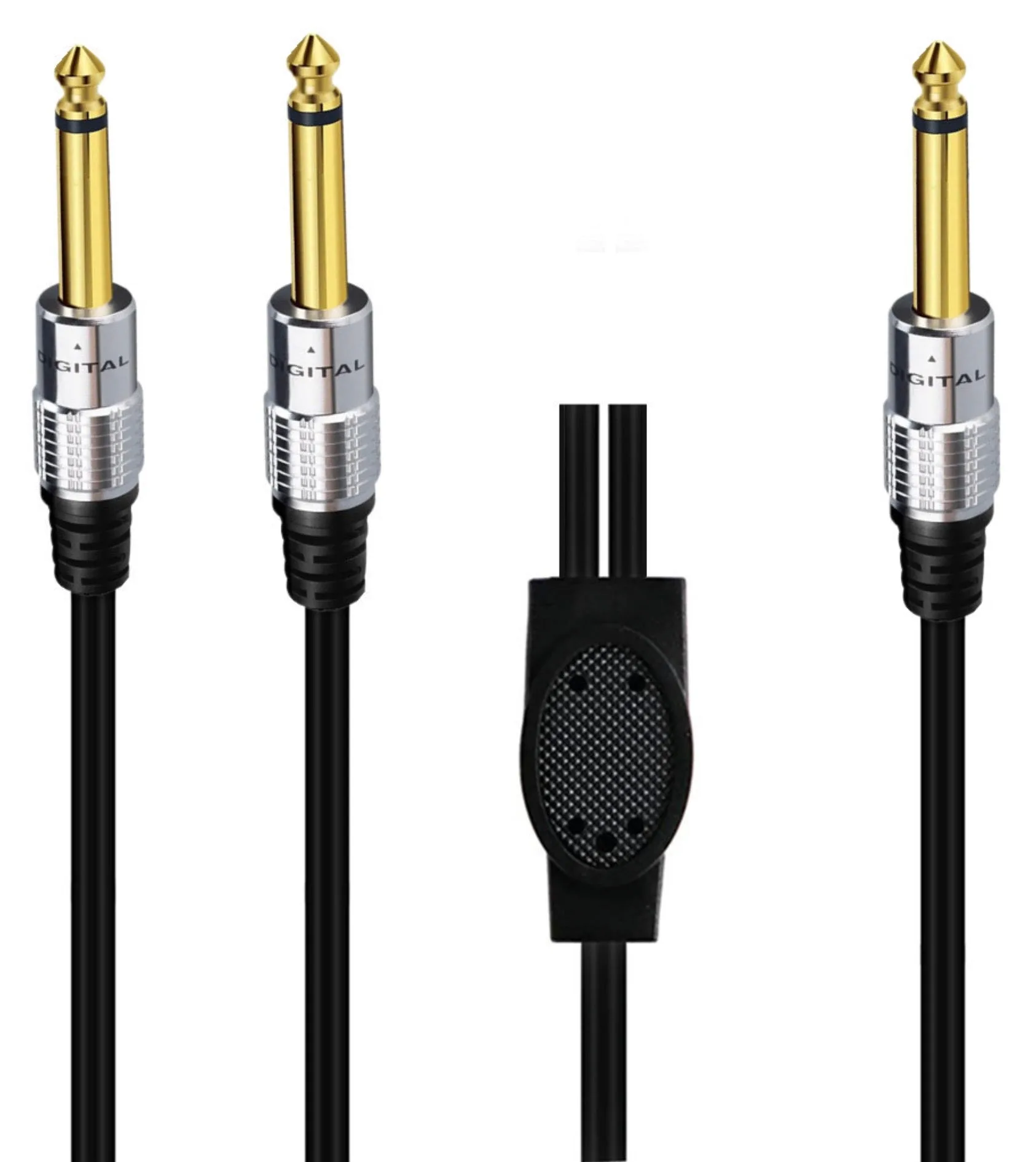 6.35mm (1/4") TS Mono Male to Dual 6.35mm TS Mono Male Audio Y Splitter Cable 0.5m