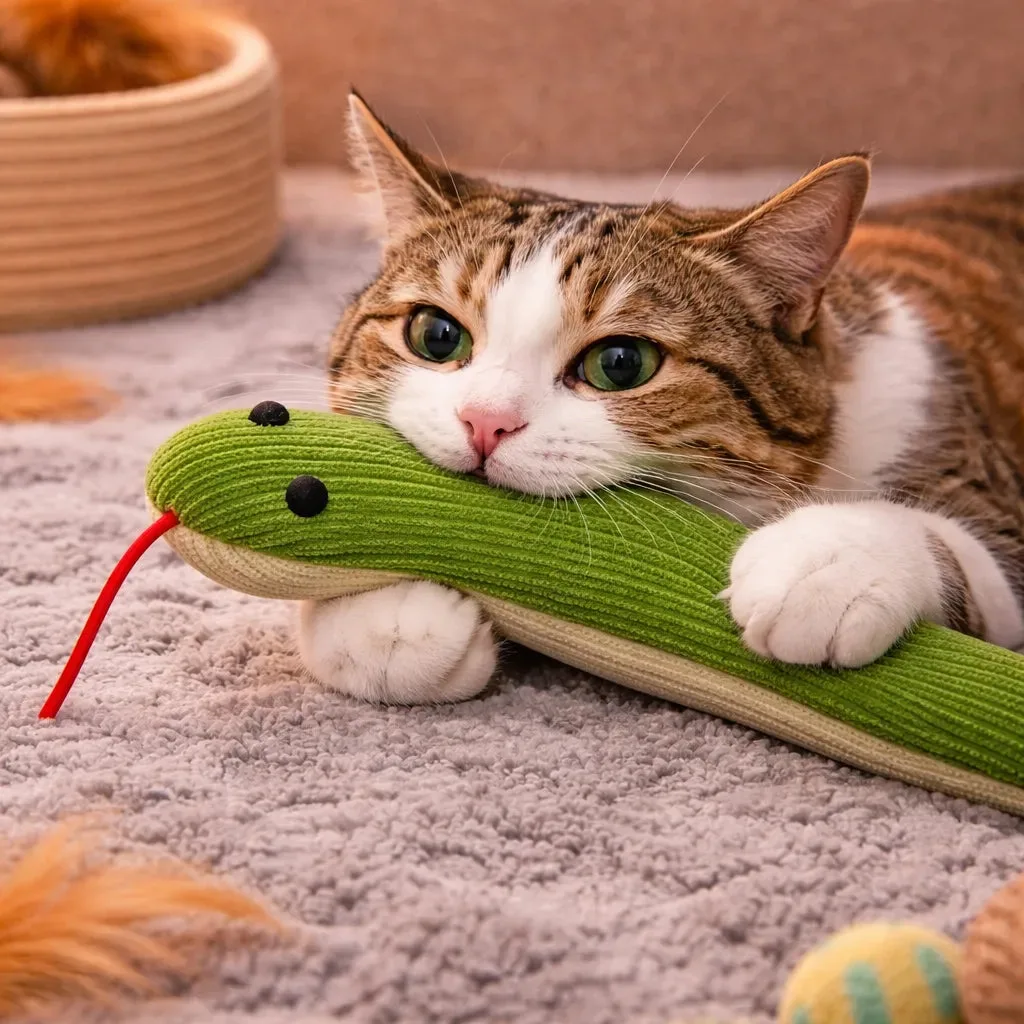 Cat Toy Snake Interactive Crinkle Kick Toy for Indoor Cats - 42 cm