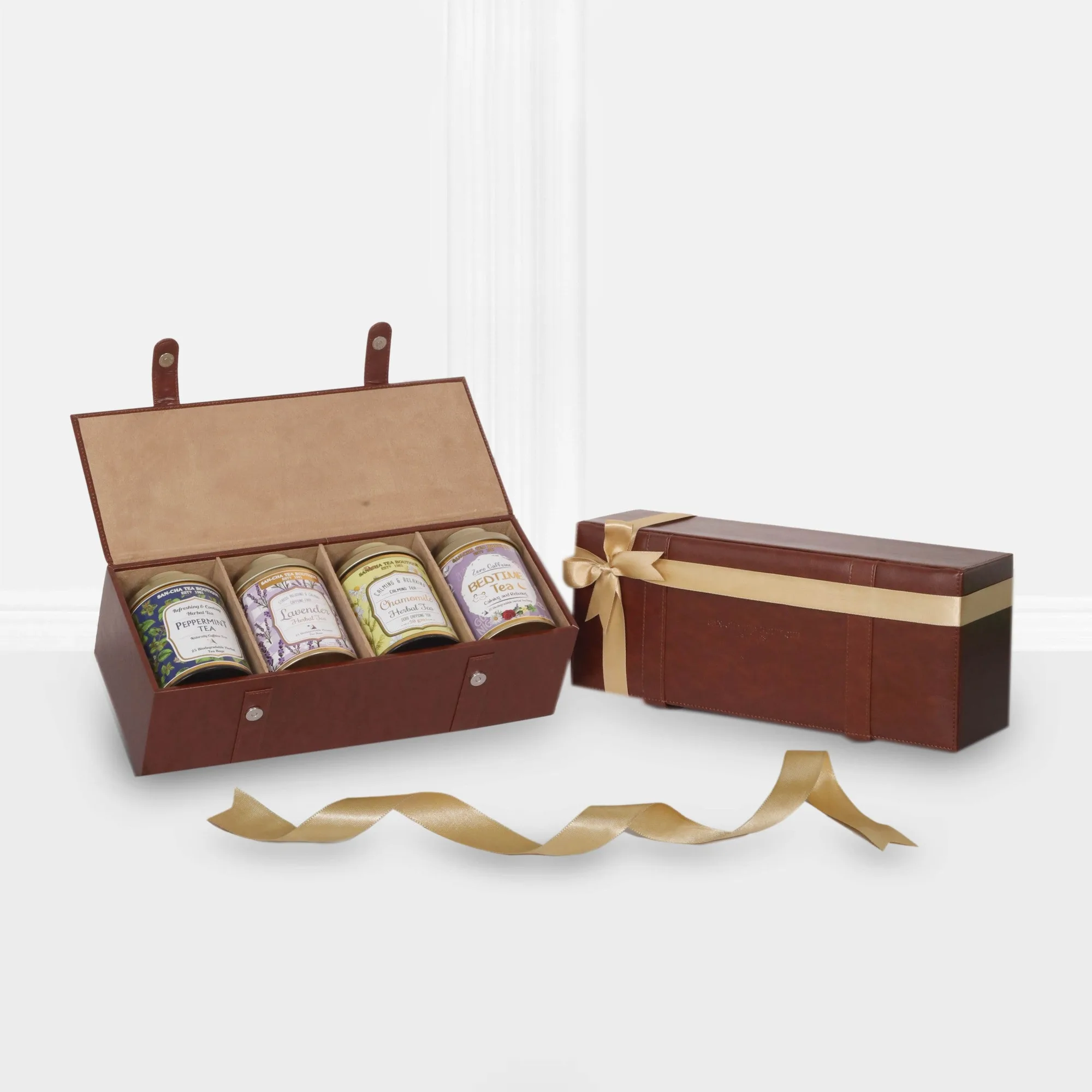 Gesunder Kräutertee Kollektion | Luxus-Kunstleder-Geschenkbox