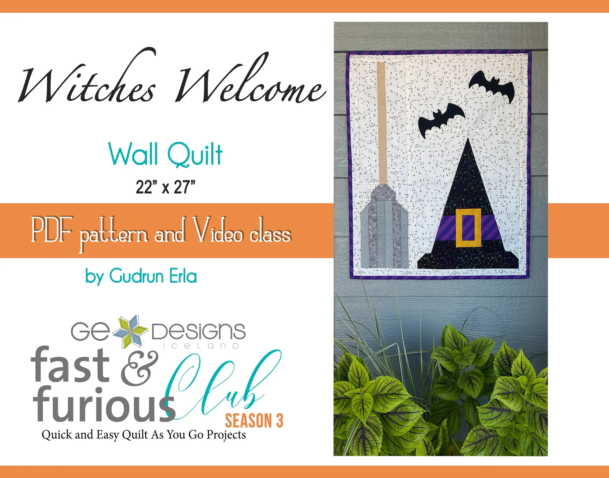 Witches Welcome Wall Quilt - Pattern and video class