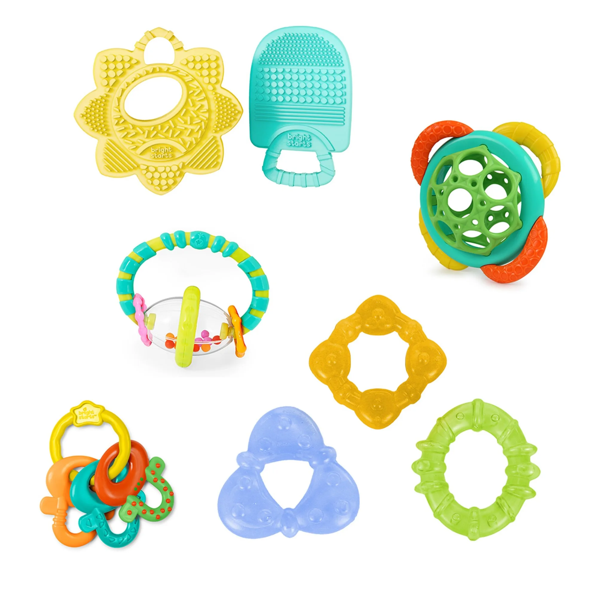 Bright Starts Teeth Relief Set Regalo da 8 Pezzi, Masticabili per Bambino Facili da Afferrare
