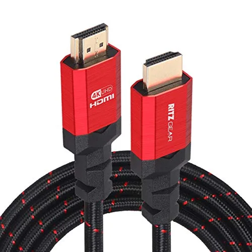 RitzGear 4K HDMI-Kabel | 10er-Pack 10 Ft. Hochgeschwindigkeits-18Gbps-HDMI-2.0-Anschlüsse | Langlebiges geflochtenes Nylon, Goldbeschichtung, 4K @ 60Hz Ultra HD, 3D, 2160p, 1080p &