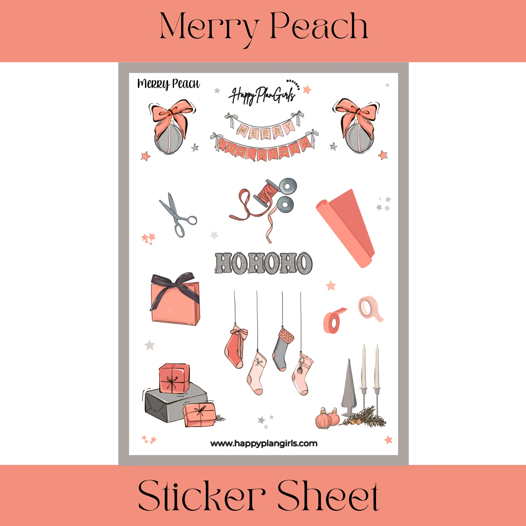 How to Use the Merry Peach Christmas Sticker Sheet in Your Planner