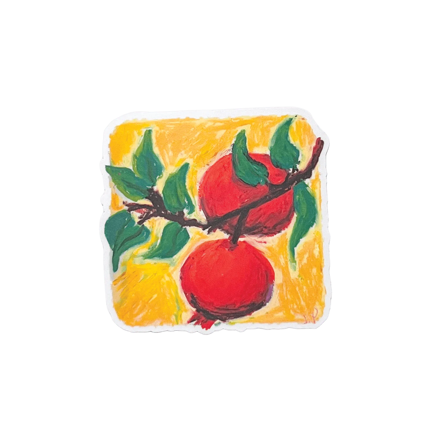 Hoe lang gaat een stillevensticker met granaatappels mee?