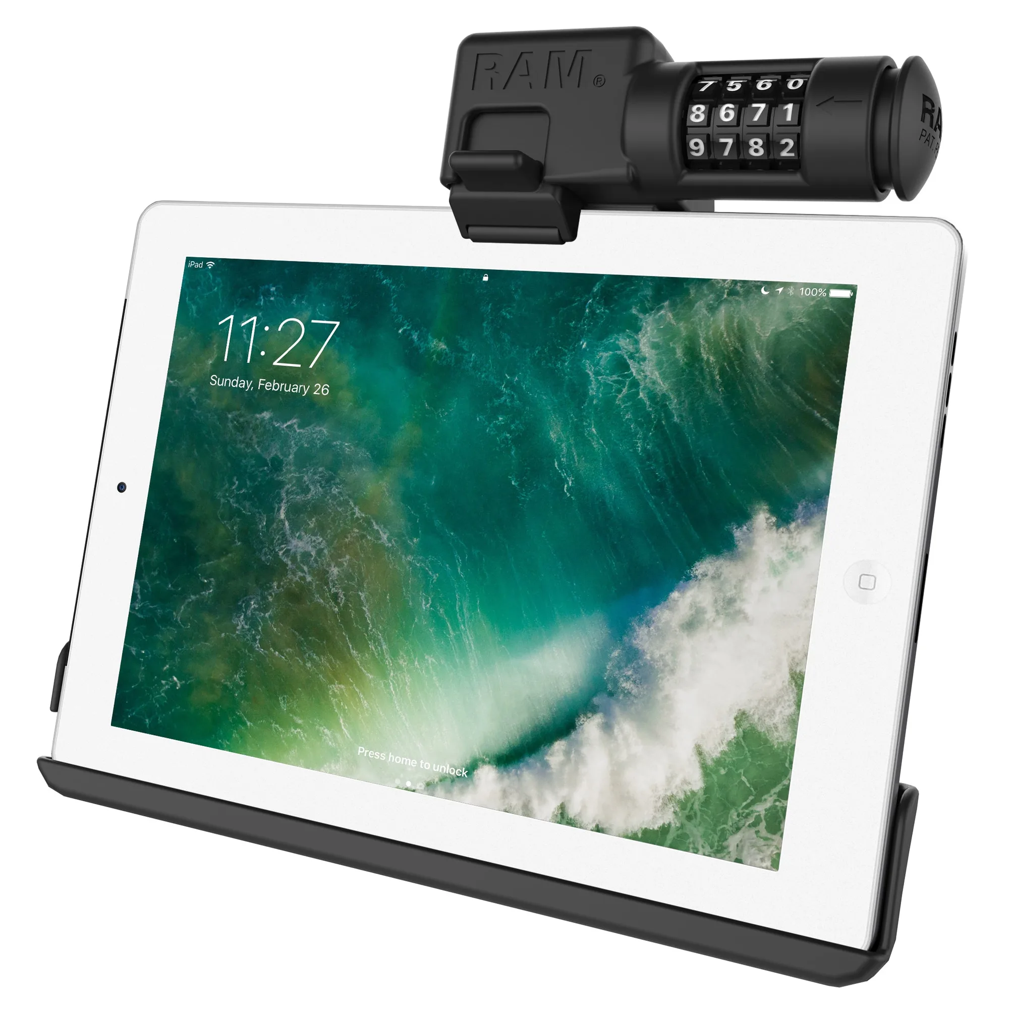 RAM® EZ-Roll'r™ 組合式鎖定支架,適用於 iPad 第6代、Air 2 及更多裝置