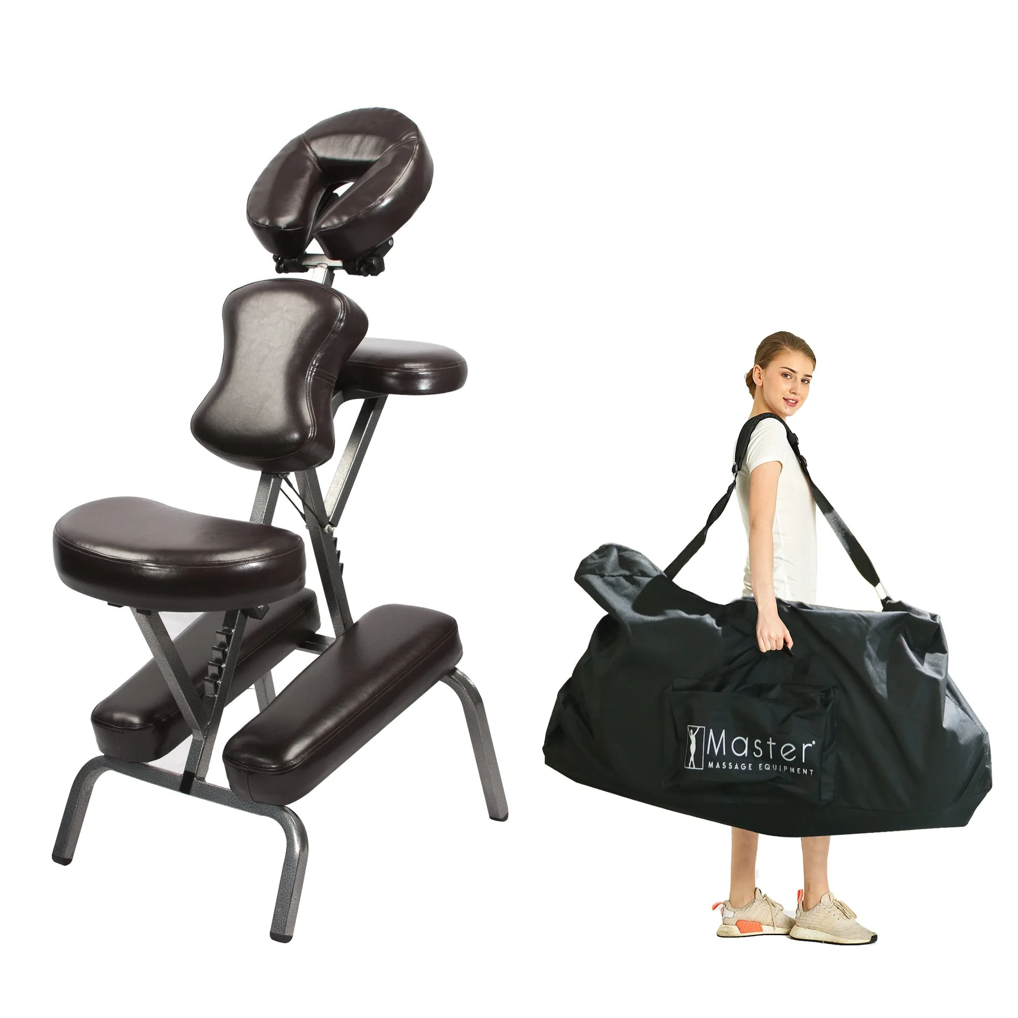 Master Massage - sada přenosného masážního křesla BEDFORD - základní křeslo, barva Coffee Luster