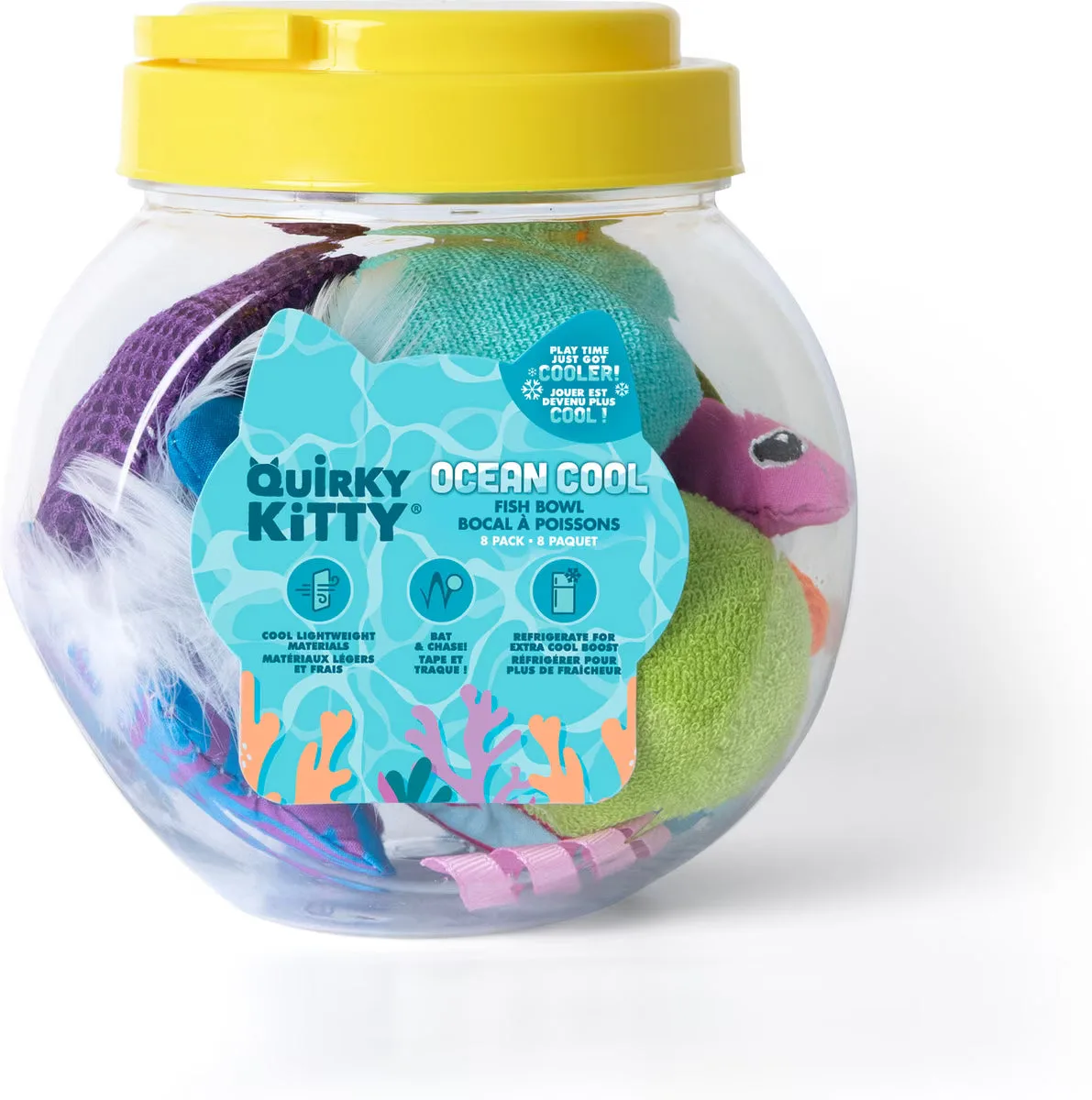 Quirky Kitty Fish Bowl 8pk: Bezpieczeństwo zabawki dla kota