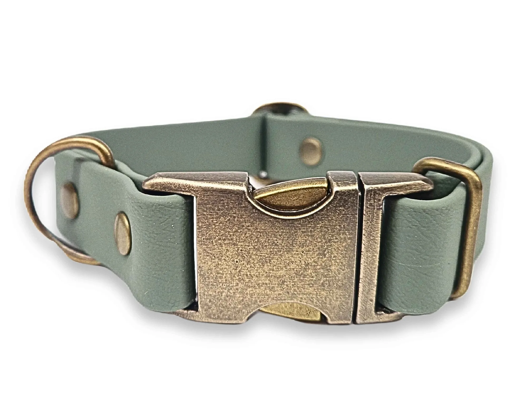 Collar para perro verde campestre impermeable Biothane con cierre metálico