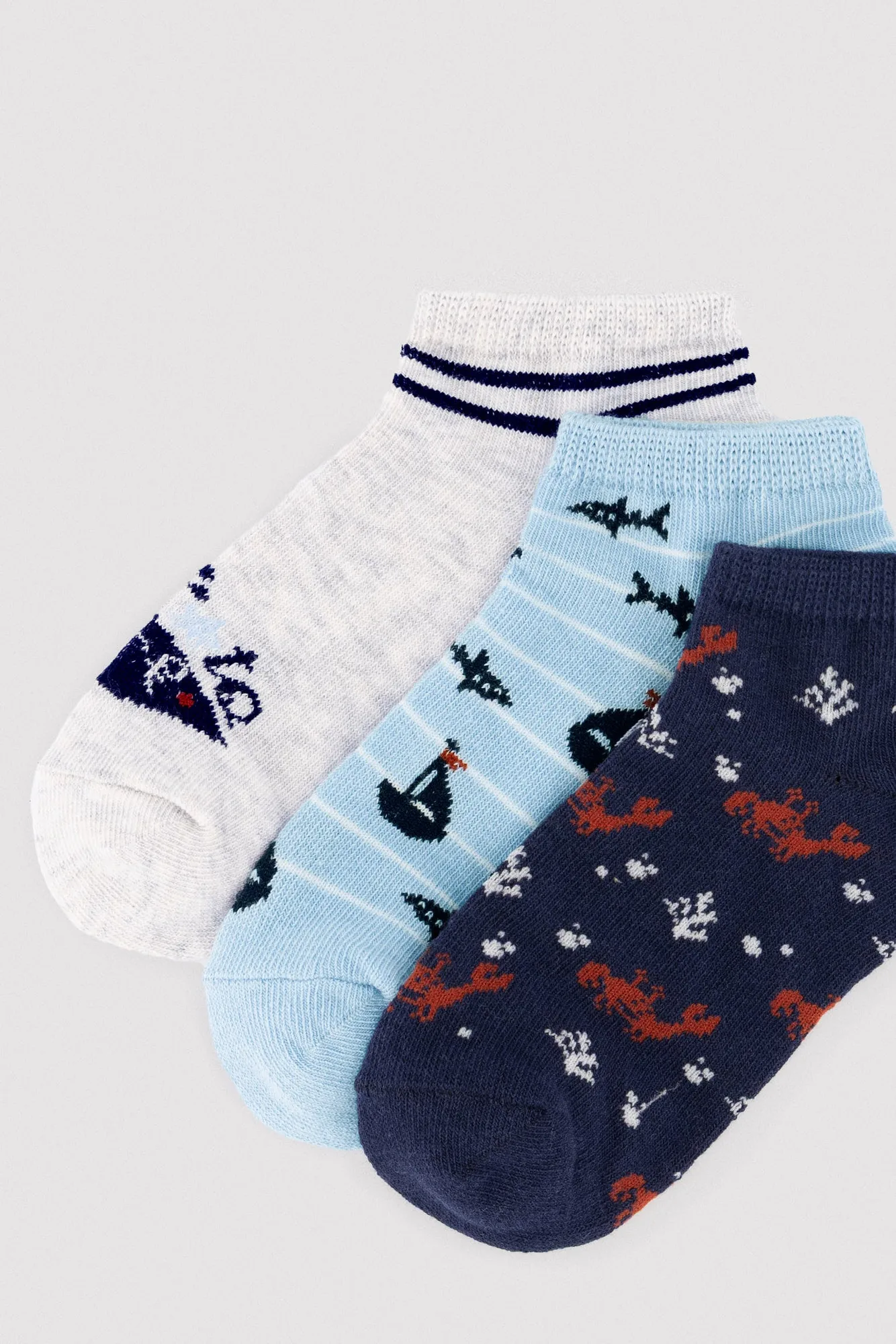 Pack 3 calcetines tobilleros infantiles estampados Learn to sure