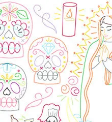 DIA DE LOS MUERTOS - 1 Téma Vyšívacích Vzorů