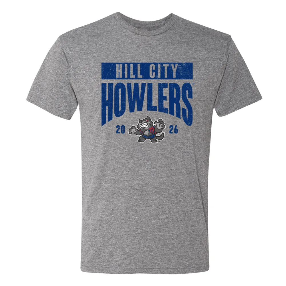 Camiseta universitaria gris Hill City Howlers para hombre 108 puntos