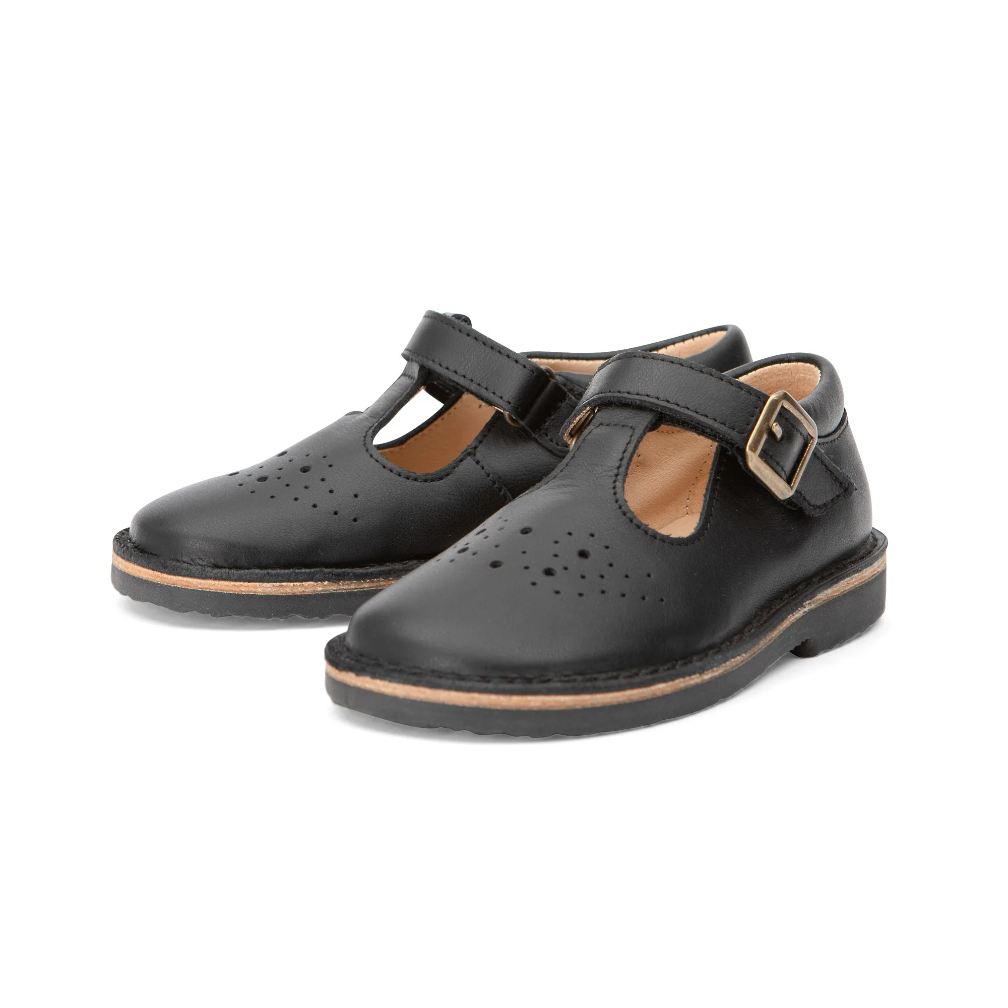 Penny T-Bar Kids Shoe - Black Leather