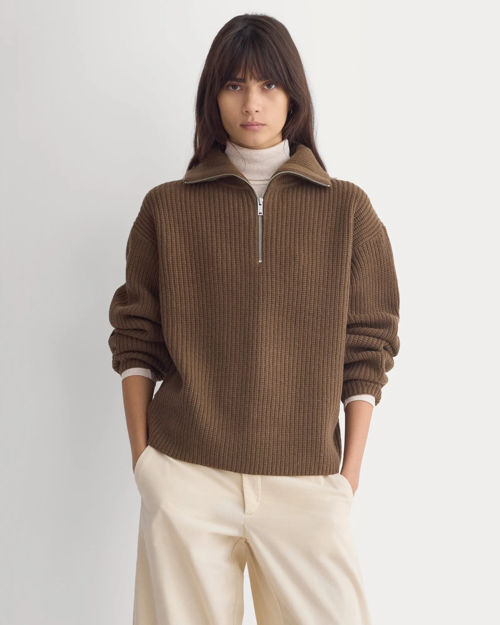 The Half-Zip Sweater in Luxe Merino | Cocoa