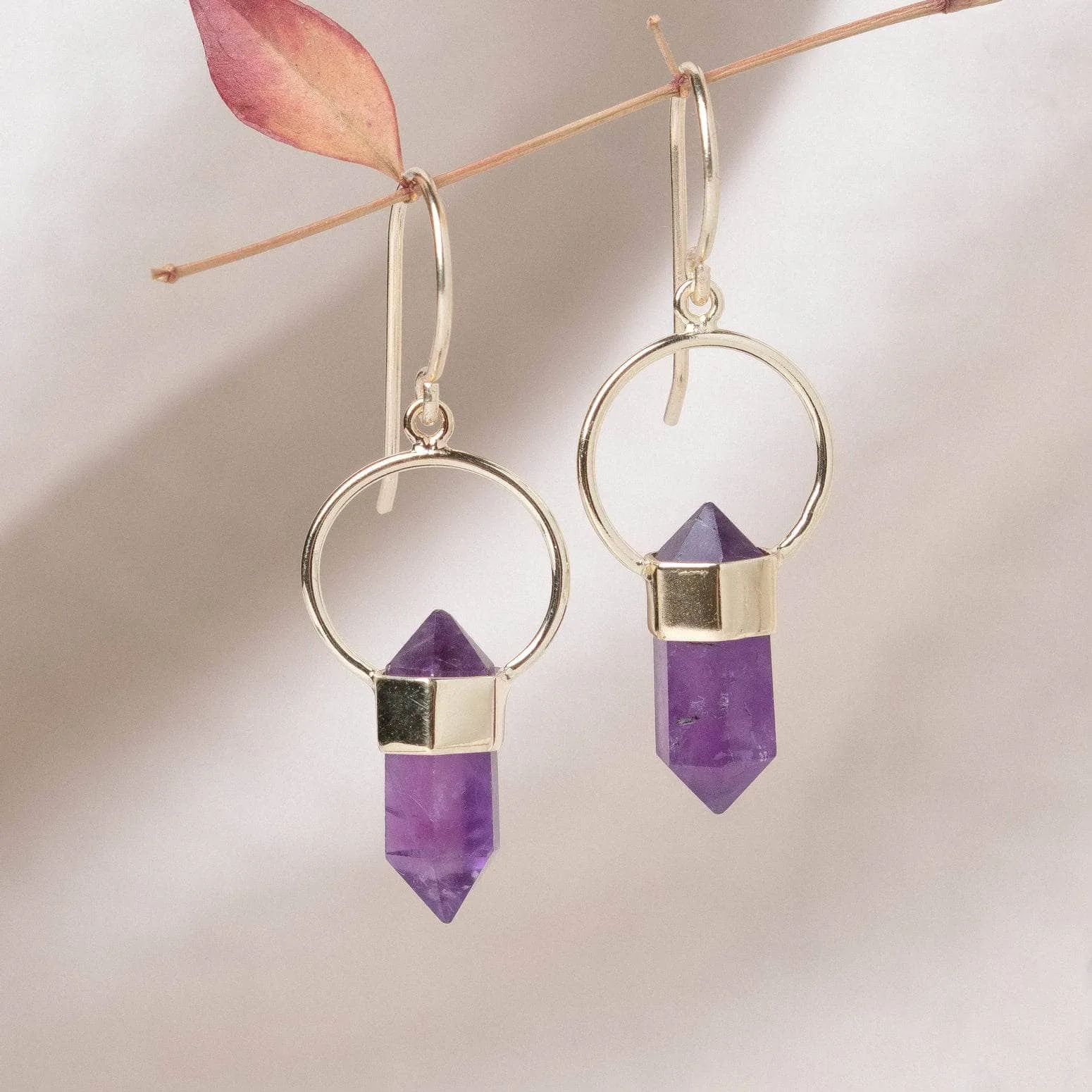 AMETHYST CRYSTAL POINT EARRINGS