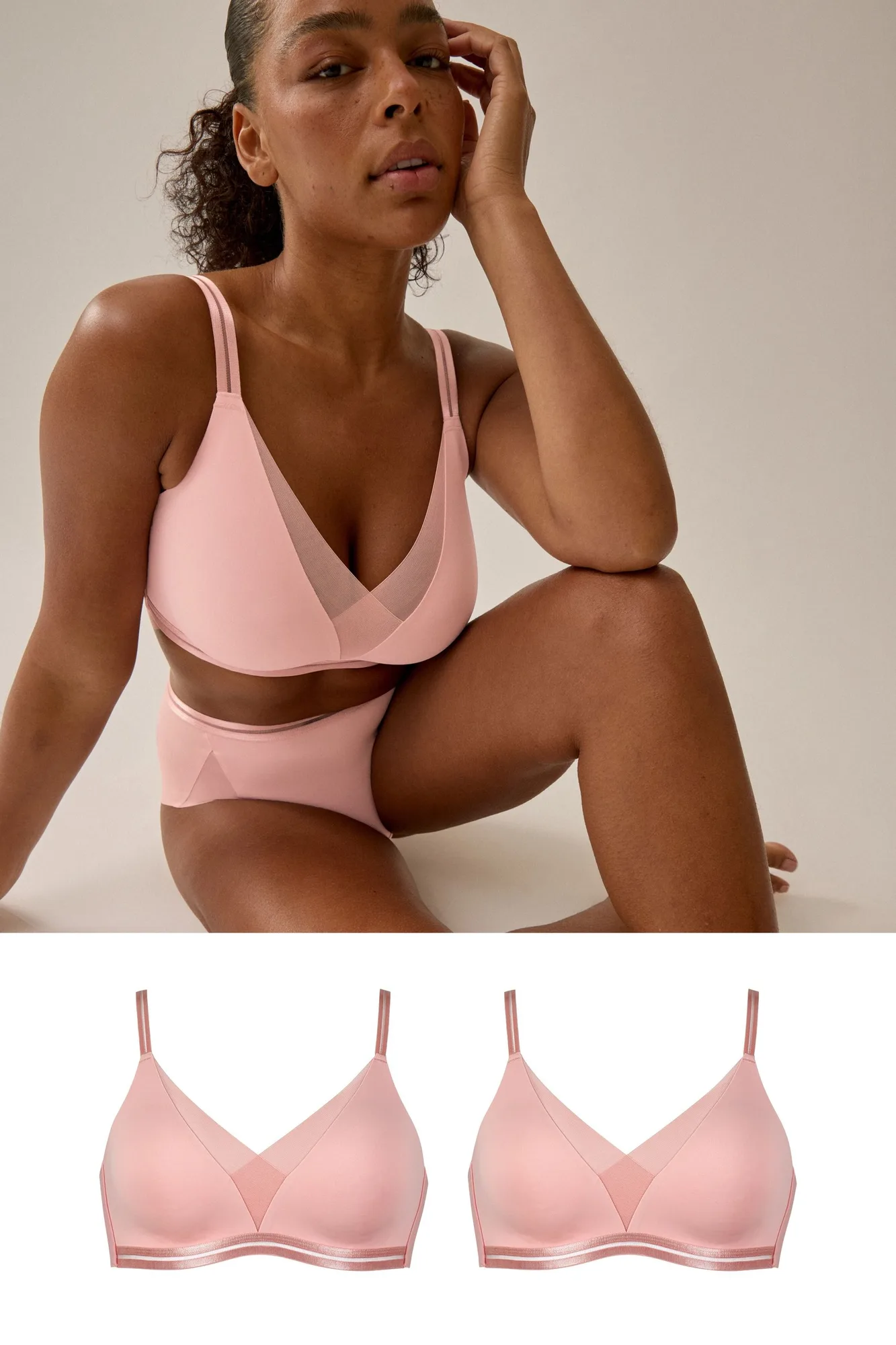 Softer Wohlfühl-beha met mesh-details set - Pink Rose
