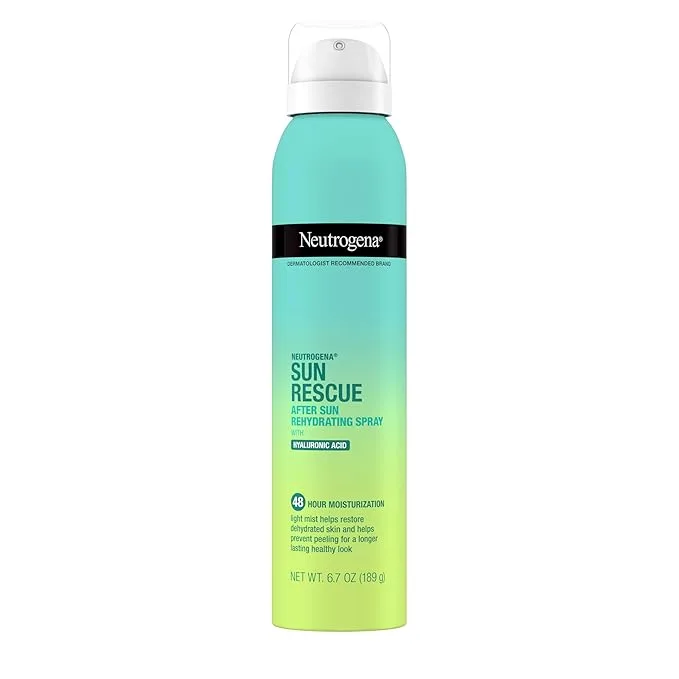 Neutrogena Sun Rescue After Sun Rehydrating Spray with Hyaluronic Acid, Vegan and Lightweight 48-Moisturizing Skin and Body Mist, Non-Comedogenic Hydration, 6.7 Oz