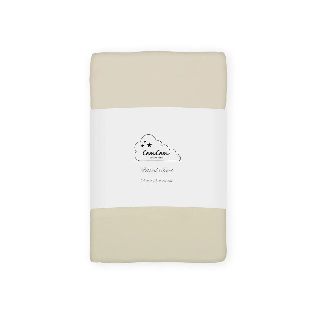 Sheet, Fitted, 70x140x15cm - GOTS - Praline