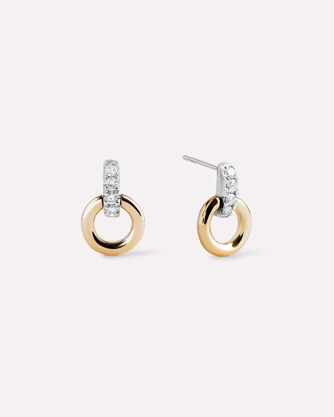 Boucles d'oreilles puces en or jaune massif avec diamants | Ana Luisa Jewelry