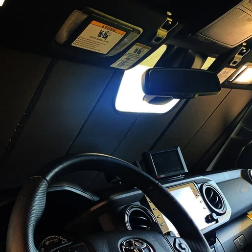 Toyota UVS100 Premier Sunscreen Review: Red Logo Custom Sun Shade
