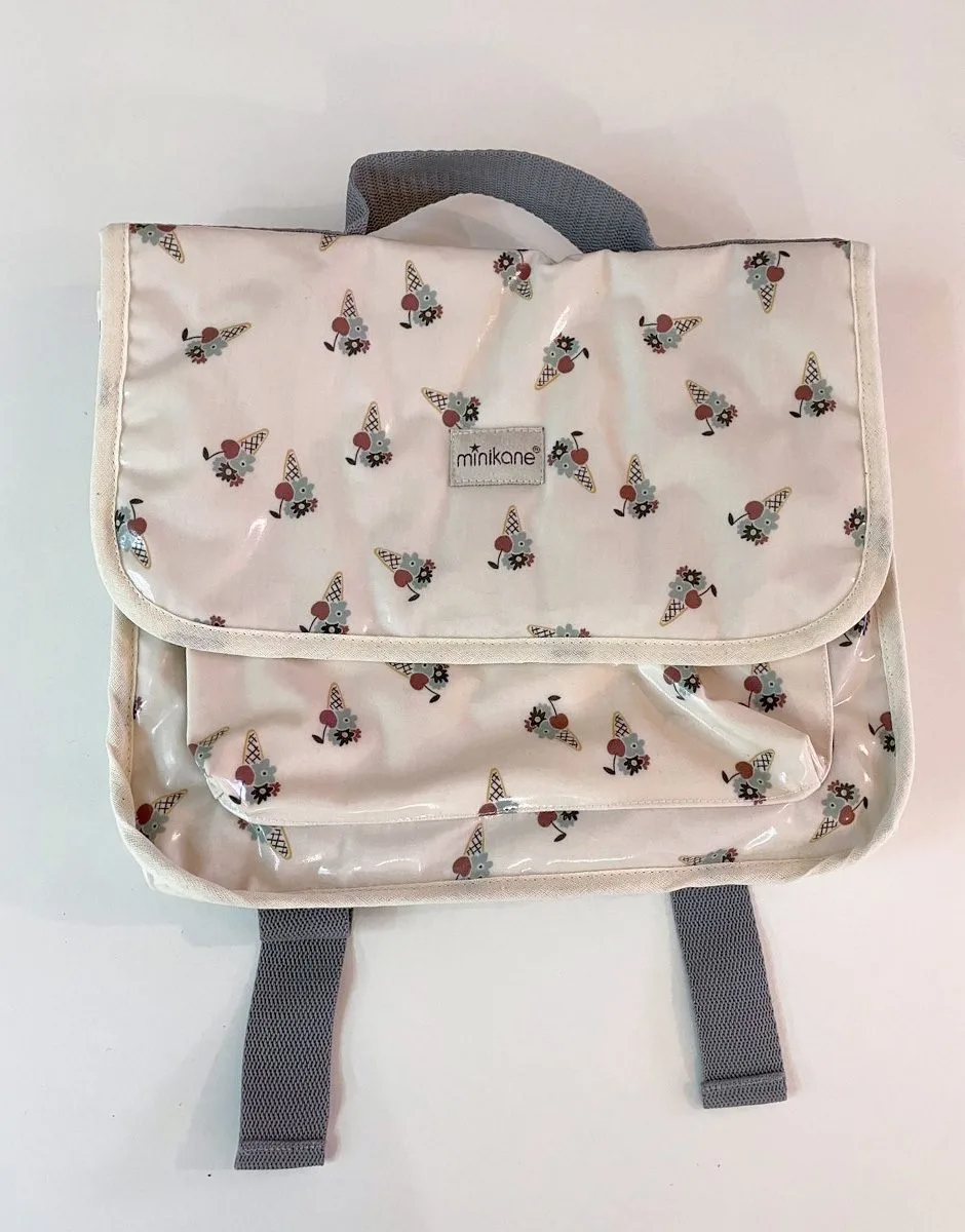 *Cartable de maternelle en coton enduit Cornet fleuri 30 x 23 cm