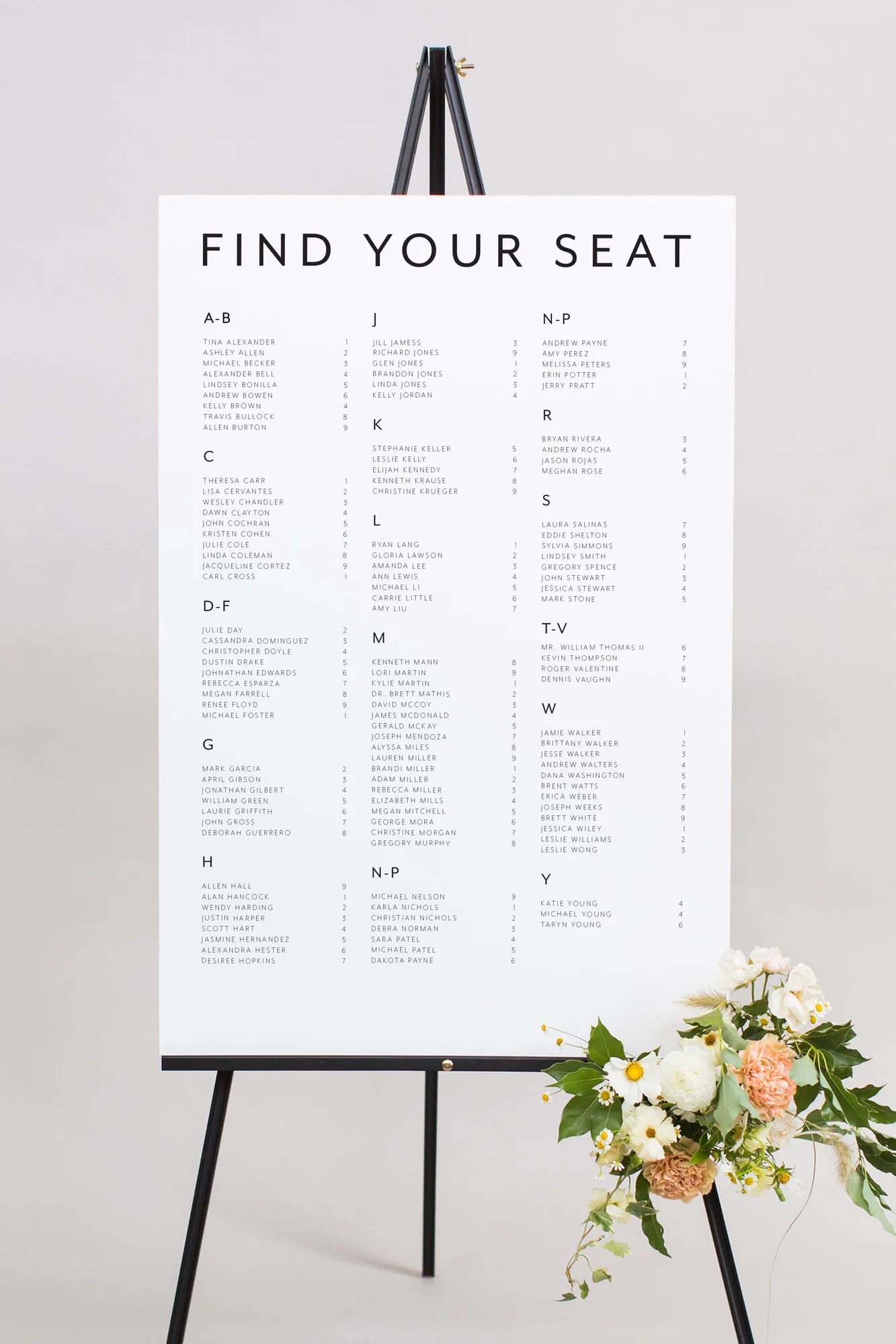 Wedding Seating Chart | The Jordan