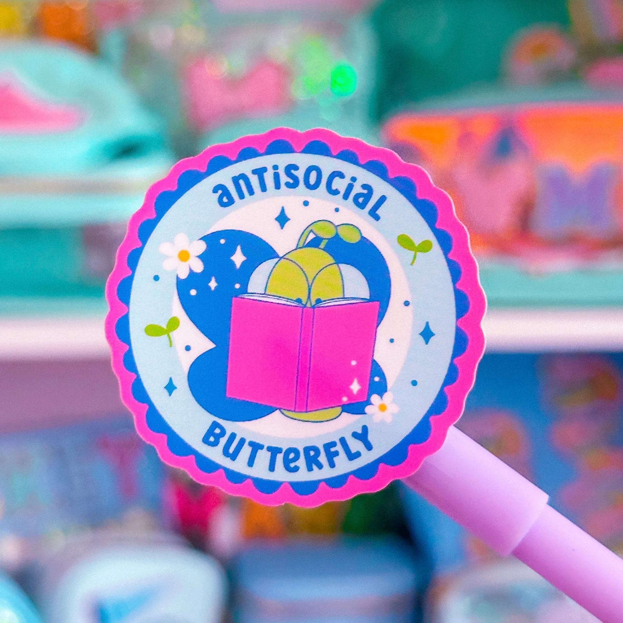 Waterproof Sticker - Antisocial Butterfly Badge