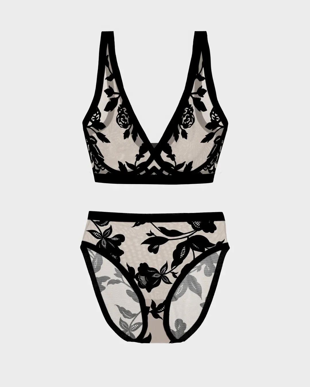Madam Noir Sheer Bralette and High-Cut Set