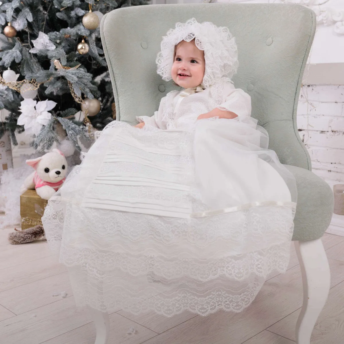 ANABELLA Heirloom Christening Gown – Italian Lace Dress