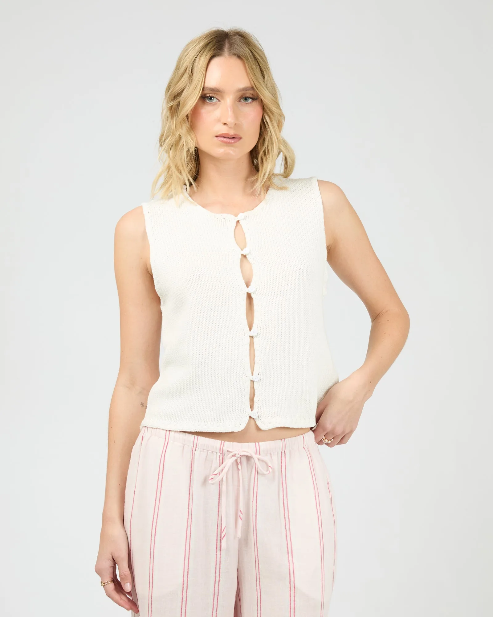 Addie Gebreide Top Vintage Wit