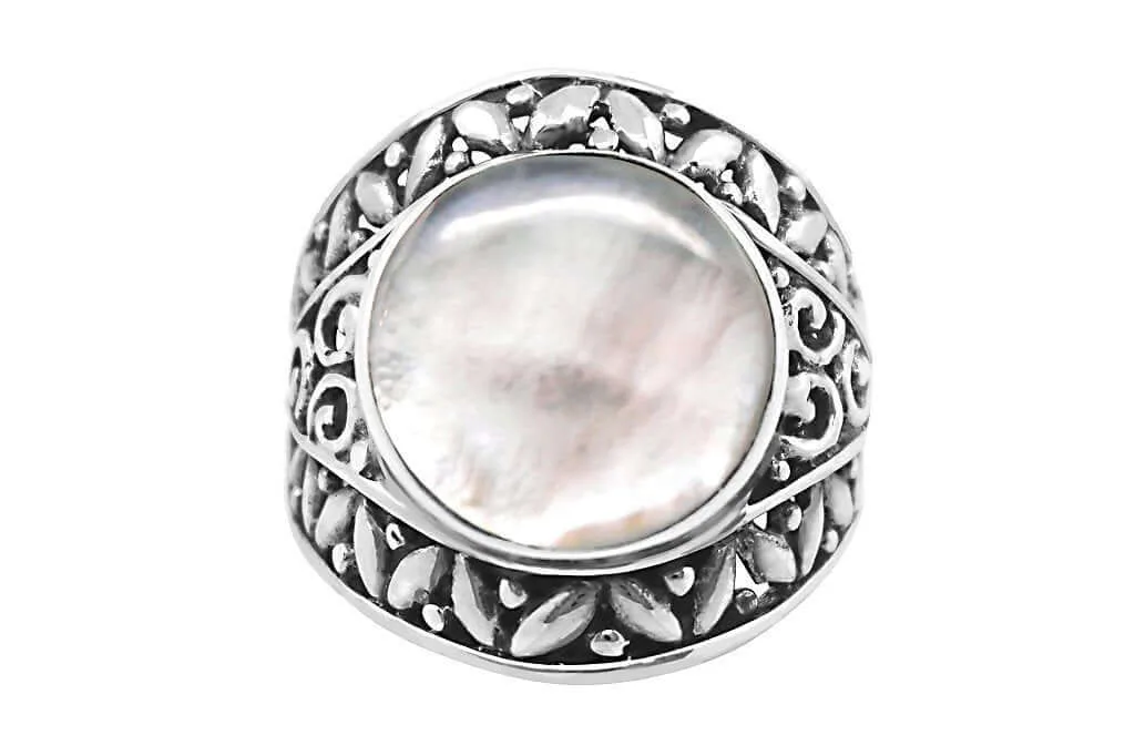 Silver Parelmoer Gypsy Ring