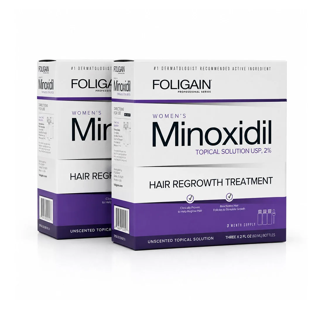 FOLIGAIN® Minoxidil 2% leczenie porostu włosów dla kobiet, zapas na 6 miesięcy