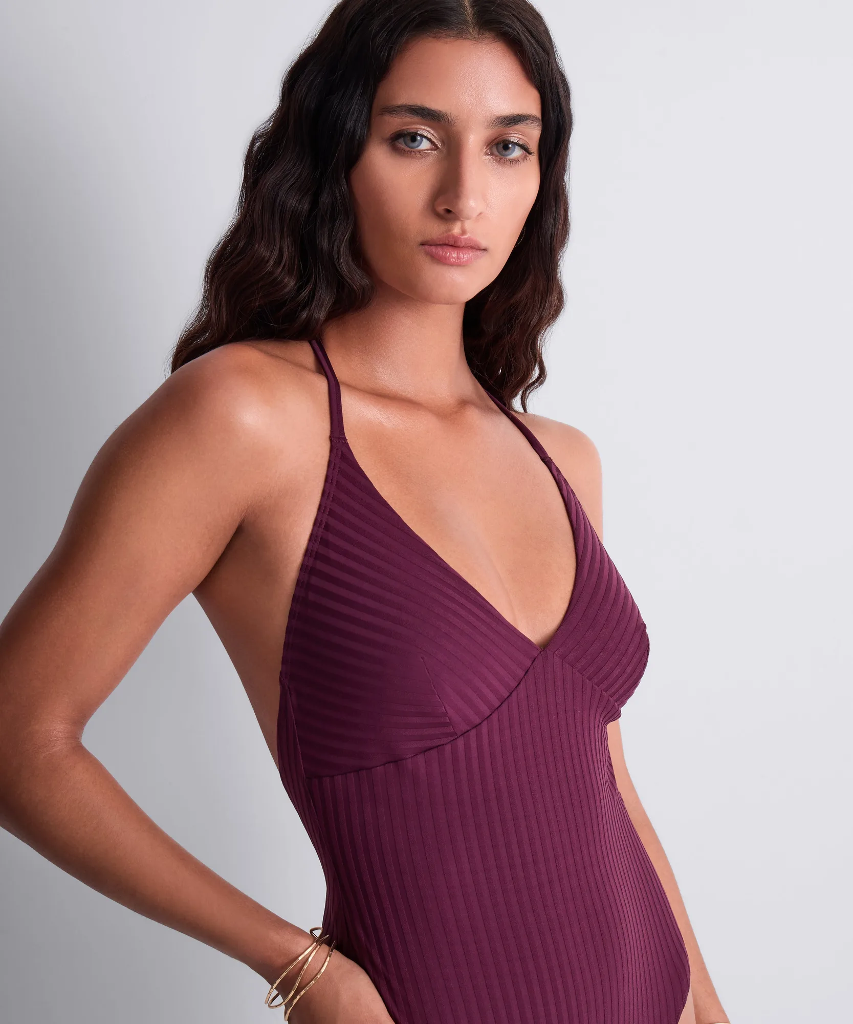 Sun Pop Foam one-piece swimsuit Açaï
